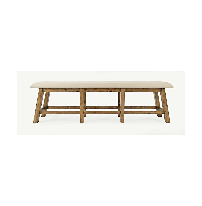 Telluride Rustic Farmhouse Solid Wood Upholstered 85" Counter Height Bench