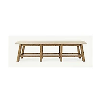 Telluride Rustic Farmhouse Solid Wood Upholstered 85" Counter Height Bench