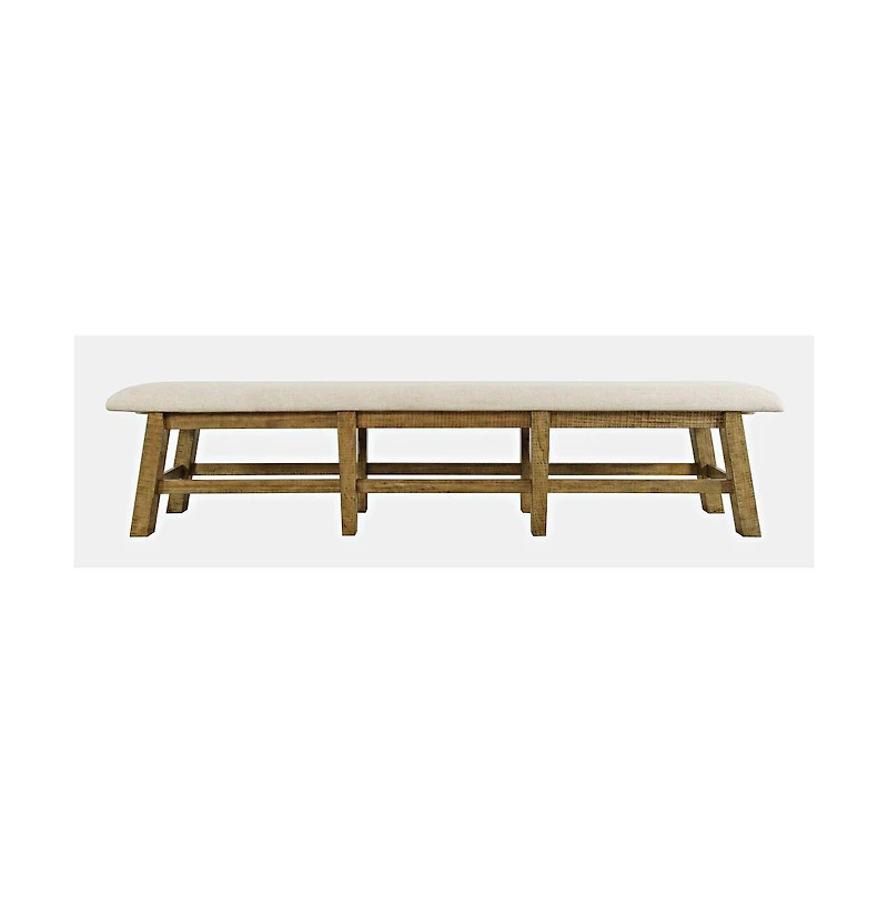 Jofran Telluride Rustic Farmhouse Solid Wood 85" Upholstered Dining Bench