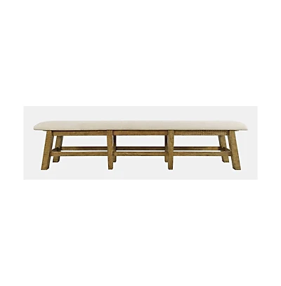 Jofran Telluride Rustic Farmhouse Solid Wood 85" Upholstered Dining Bench