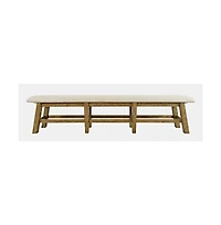 Jofran Telluride Rustic Farmhouse Solid Wood 85" Upholstered Dining Bench