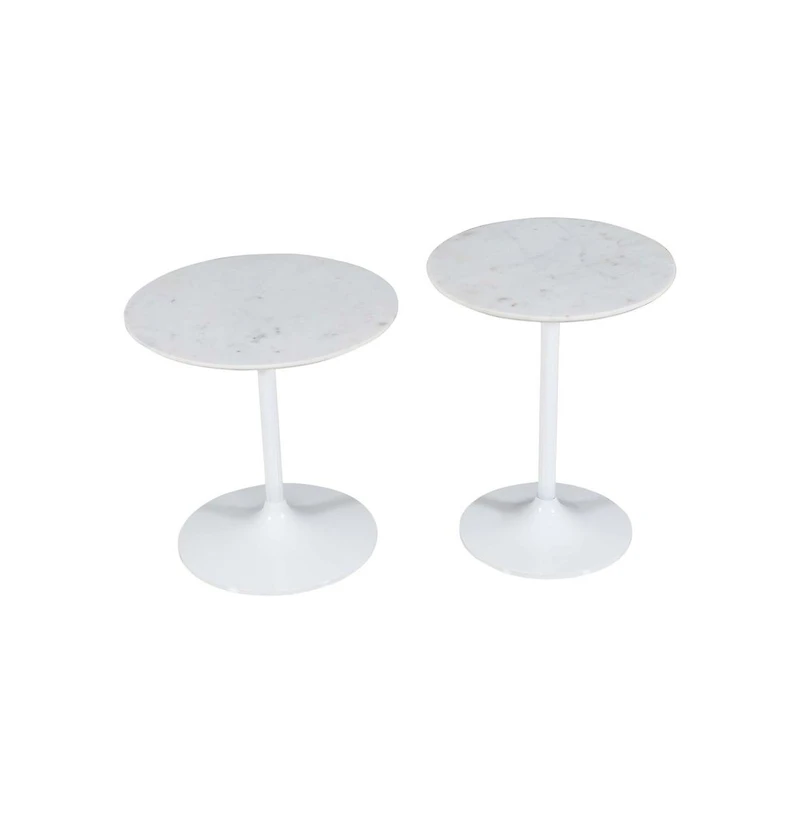 Jofran Camille Solid Marble and Iron Modern Luxury Accent Tables (Set of 2