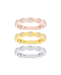 Forever Grown Diamonds 3-Pc. Lab-Grown Diamond Stack Ring (1.ct. t.w.) Set Sterling Silver, 14K Yellow Gold Plating & Rose Sterlin