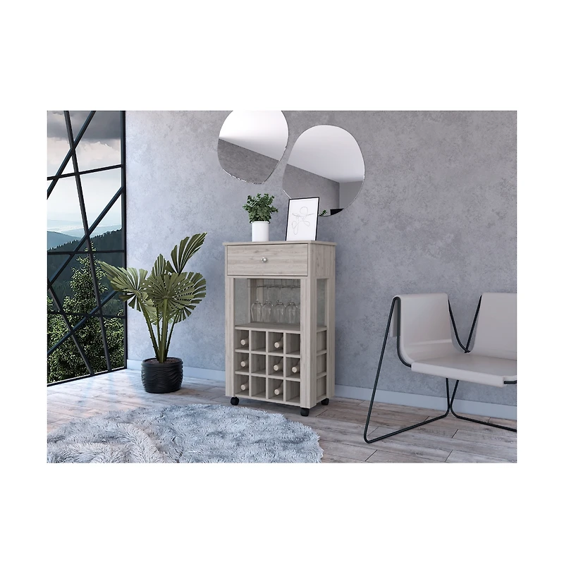 Lovmor 12 - Bottle Wine Cabinet with Four Legs Open Shelf and 27.44in Top