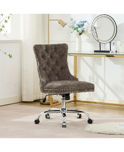 Streamdale Furniture Streamdale Modern Chenille Tufted Office Chair with Chrome Base (Gray