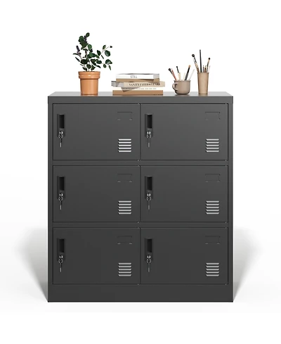 Streamdale 6-Door Employee Storage Locker w/ Card Slot (Black)
