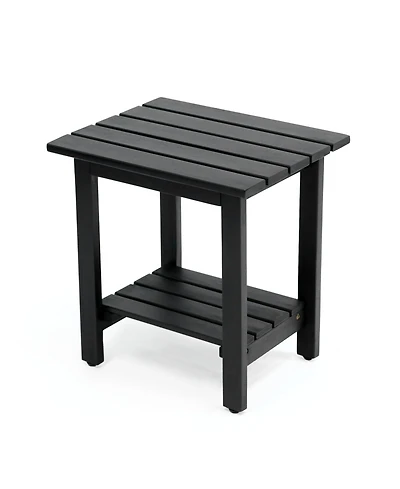 Jonathan Y Kellie 16.1" Cottage Classic Slatted Solid Acacia Wood Indoor/Outdoor Side Table with Shelf