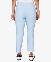 Ruby Rd. Petite Lace Trim Pull On Silky Tech Ankle Pants