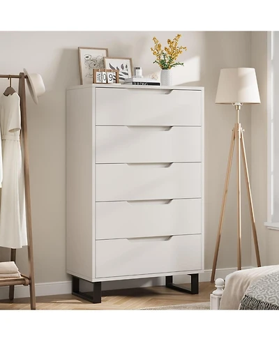 gaomon 5 Drawer Tall Dresser for Bedroom, 50" Vertical Storage Chest Organizer Living Room, Entryway, Ash Grey