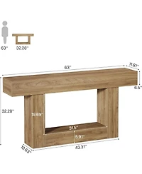 Tribesigns 63" Console Table, Farmhouse 2-Tier Entryway Table with U-Shaped Base