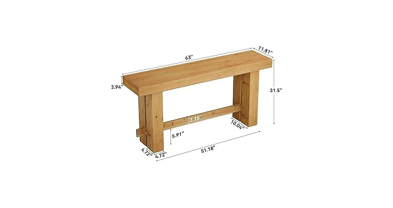 Tribesigns Wood Console Table, 63" Long Entryway Table with Stable Leg, Farmhouse Couch Station Behind Sofa with Storage