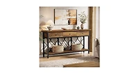 Tribesigns 70.86" Extra Long Console Sofa Table with 3 Drawers, Industrial 2-Tier Entryway Table Behind The Couch for Living Room, Entryway