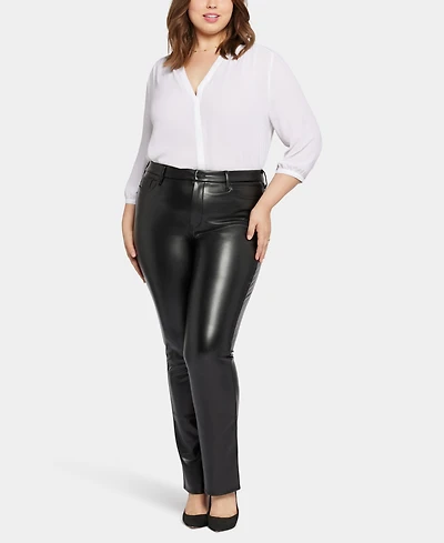 Nydj Plus Faux Leather Marilyn Straight Pants