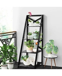 Costway 4-Tier Ladder Shelf Bookshelf Bookcase Storage Display Leaning Home Office Decor