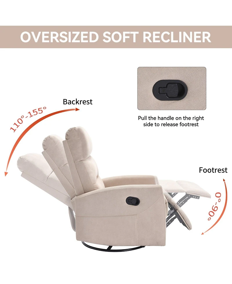 Boyel Living Manual Recliner Chair with Rocker and Swivel Fabric for Room