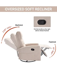 Boyel Living Manual Recliner Chair with Rocker and Swivel Fabric for Room