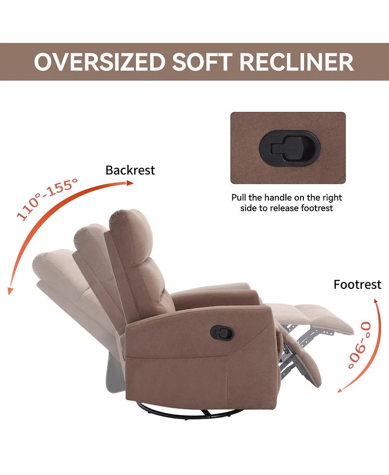 Boyel Living Manual Recliner Chair with Rocker and Swivel Fabric for Room