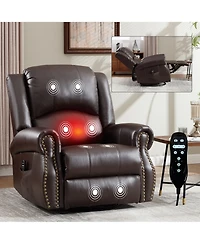 Boyel Living Faux Leather Recliner Chair Rocker Swivel Manual with Heat & Massage