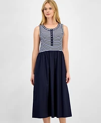 Nautica Women's Striped Mixed Media Dress
