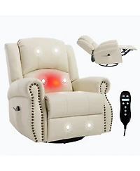 Boyel Living Faux Leather Recliner Chair Rocker Swivel Manual with Heat & Massage