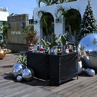 InstaHibit Ez Go 2-Pc Portable Bar Table with Carry Bag & Black Skirt for Events