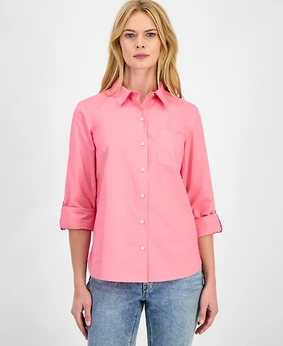 Nautica Jeans Women's Roll-Tab Button-Front Shirt