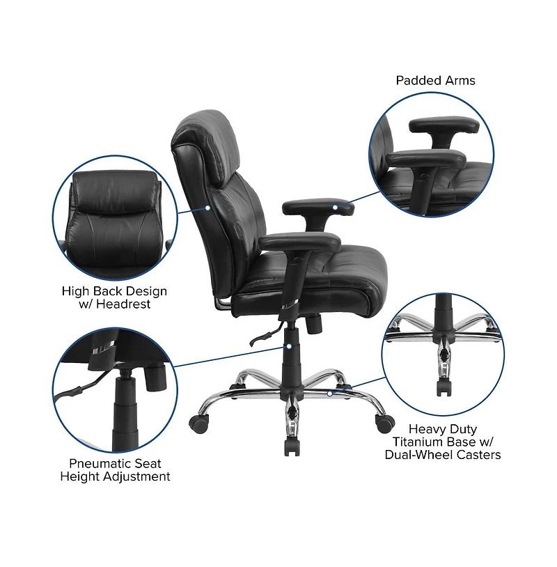 Emma+Oliver 400 lb. Big & Tall Mid-Back Swivel Clean Line Stitch Ergonomic Task Office Chair
