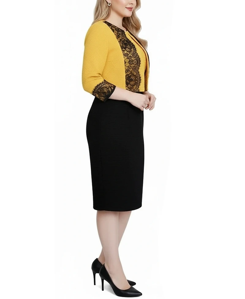 Ny Collection Women's Lace-Detail 2 Piece Textured Knit Dress Set