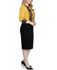 Ny Collection Women's Lace-Detail 2 Piece Textured Knit Dress Set