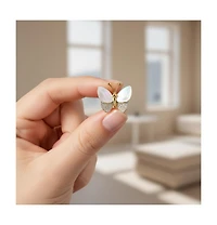14k Gold Plated with Mother of Pearl & Cubic Zirconia Butterfly Stud Earrings