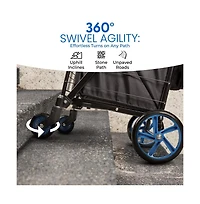 SereneLife Folding Utility Cart with Liner, Heavy-Duty, 360° Swivel Wheels, 70 lb Capacity, Portable for Groceries