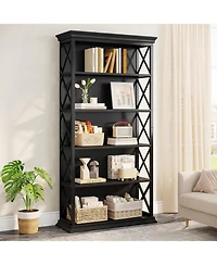 Tribesigns 6-Tier Bookcase Set of 2, 71 Inches Industrial Bookshelves and Bookcases with 5 Shelf Display Storage Shelves