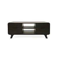 Jofran Marlowe Mid-Century Modern 48" Curved Coffee Table with Storage Drawers