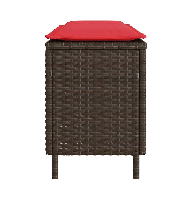 vidaXL Patio Bench with Cushion Brown 43.3"x11.8"x15.9" Poly Rattan