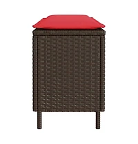 vidaXL Patio Bench with Cushion Brown 43.3"x11.8"x15.9" Poly Rattan