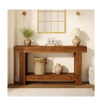 gaomon 63" Long Console Table for Entryway, Wood Farmhouse Console Table for Living Room, 2-Tier Large Table with Storage, Wooden Entryway Entry