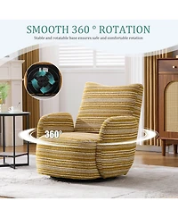 Boyel Living Modern 360° Swivel Leisure Chair Fabric Striped Armrest Swivel Chair for Living Room, Balcony and Bedroom