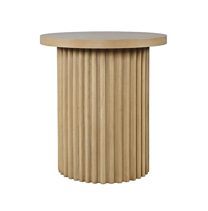 Jofran Auden 24" Round Mid-Century Modern Fluted Pedestal Base End Table