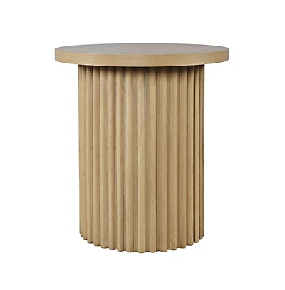 Jofran Auden 24" Round Mid-Century Modern Fluted Pedestal Base End Table