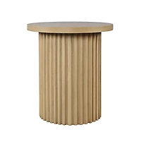 Jofran Auden 24" Round Mid-Century Modern Fluted Pedestal Base End Table