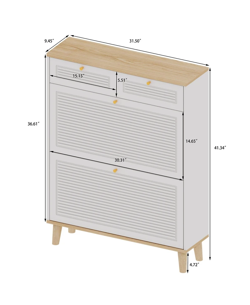 Lovmor Slim Flip Door Shoe Cabinet 12-20 Pairs Mdf Entryway Storage