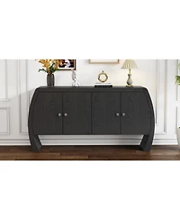 Lovmor Elegant Ash Veneer Storage Cabinet with Antique Brass Handles