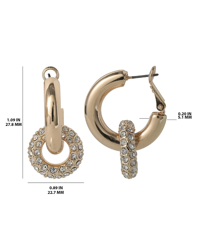 Bcbg Pave and Polished Gold-Tone Double Hoop Earrings