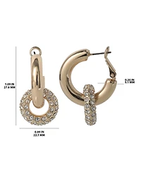 Bcbg Pave and Polished Gold-Tone Double Hoop Earrings