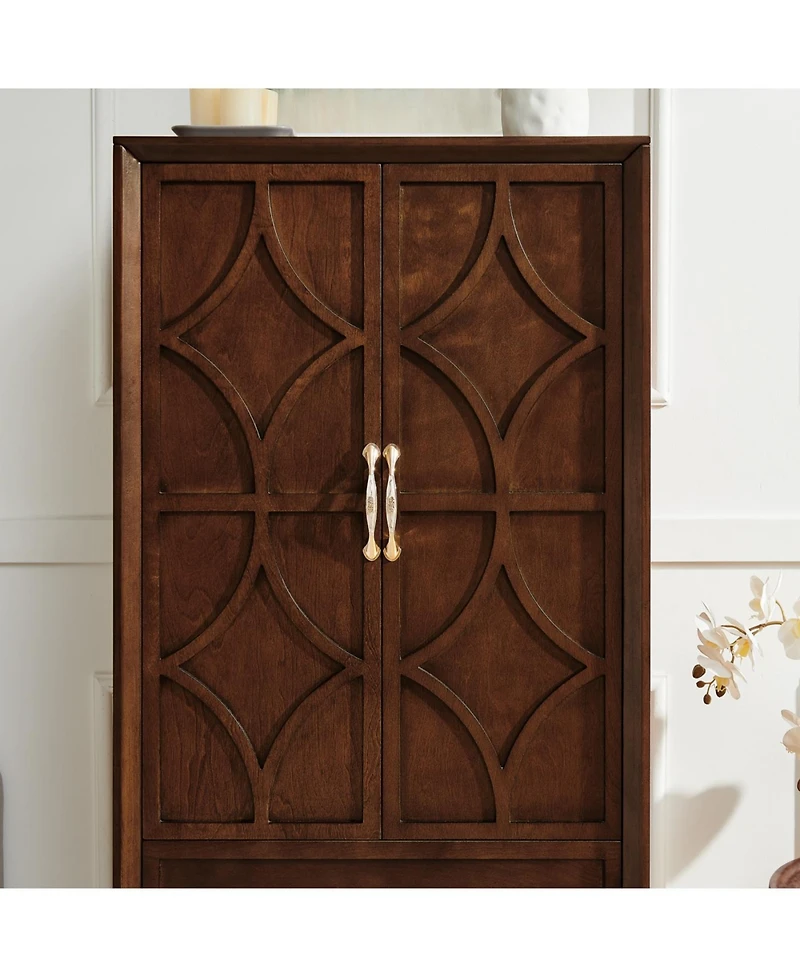 Streamdale Furniture 53.5" Mid Century Modern Walnut Kitchen Pantry Storage Cabinet with Doors & Drawers