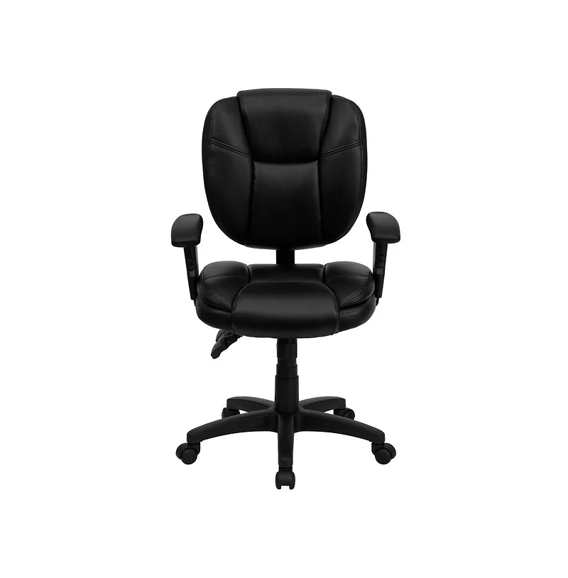 Emma+Oliver Mid-Back Multifunction Pillow Top Swivel Ergonomic Task Office Chair with Arms