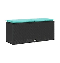 vidaXL Patio Bench with Cushion Black 43.3"x15.7"x17.3" Poly Rattan