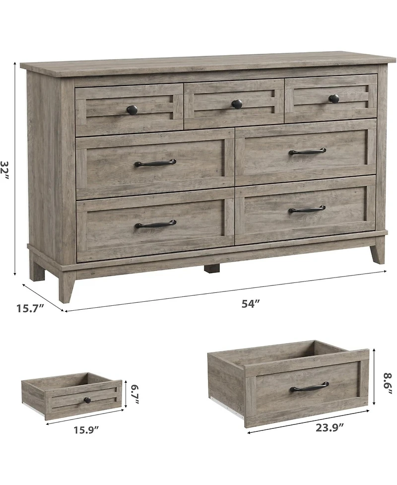 Gaomon 7 Dresser for Bedroom, 54 in Wide Drawer Dresser with Storage Freestanding