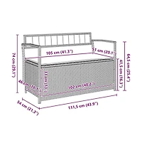 vidaXL Garden Storage Bench with Cushion Grey Poly Rattan