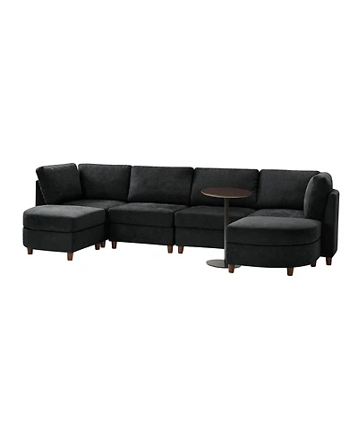 Hulala Home Dayman 6-Piece Modern Storage Convertible Sectional Sofa with End Table